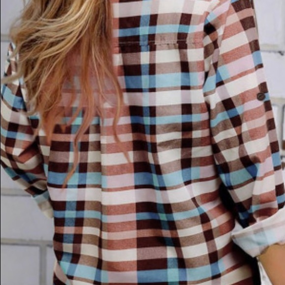 Plaid Print Leopard Trim Shirt Jacket - Picture 2 of 5